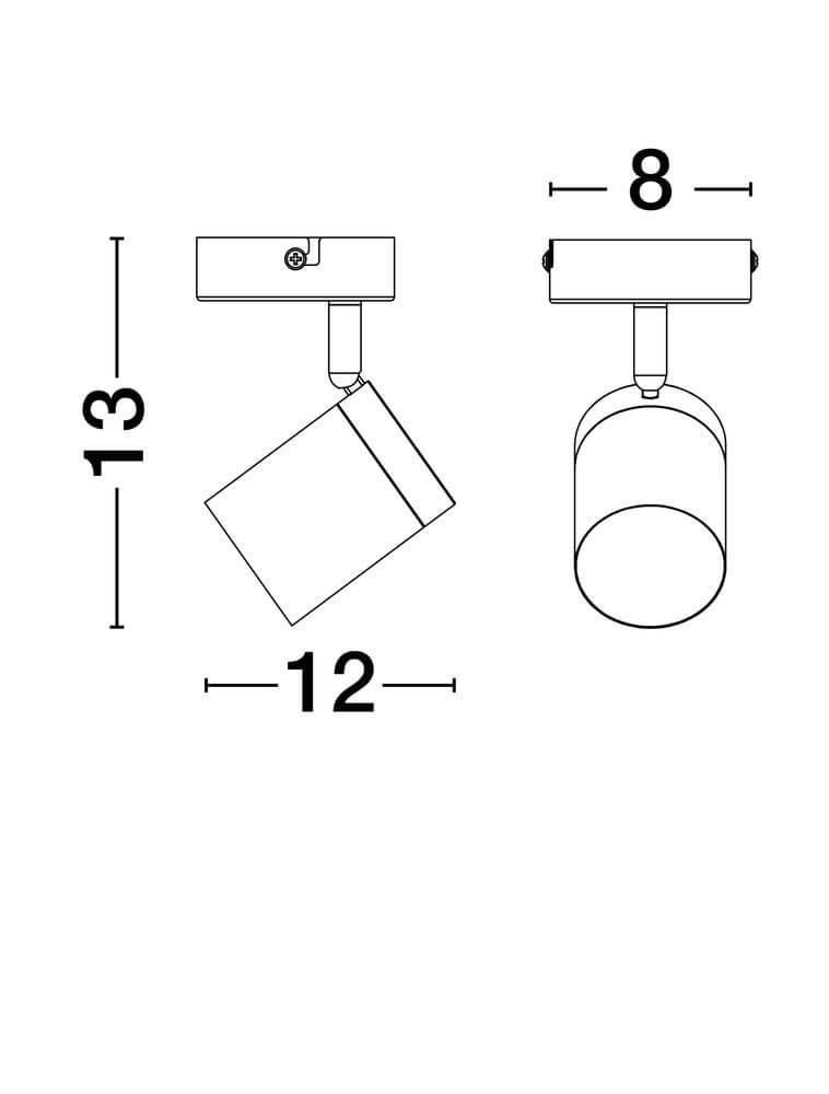 Technische Zeichnung der Alma Deckenleuchte GU10 IP44 mit Maßen und Design.