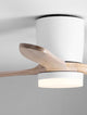 Aloa LED Ventilator Ø 132cm mit weißen Oberflächen und Holzblättern, ideal für modernes Wohndesign.