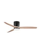 Aloa LED Ventilator Ø 132cm mit Holzblättern und schwarzem Gehäuse, stilvolles Design für jeden Raum.