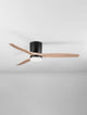 Aloa LED Ventilator Ø 132cm mit Holzblättern und modernem schwarzen Gehäuse für harmonische Luftzirkulation.