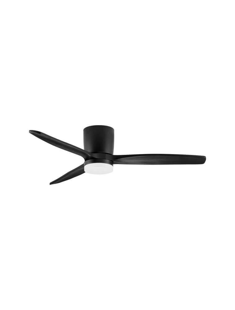 Aloa LED Ventilator Ø 132cm in modernem Schwarz mit drei eleganten Flügeln, ideal für stilvolle Innenräume.