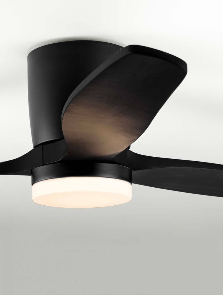 Aloa LED Ventilator Ø 132cm in modernem Design mit schwarz-braunen Blättern und integriertem Licht.