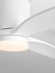 Detailaufnahme des Aloa LED Ventilator Ø 132cm mit elegantem, reinweißem Design und sanfter Beleuchtung.