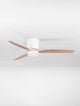 Aloa LED Ventilator Ø 132cm mit modernem Design und Holzblättern auf weißem Hintergrund.