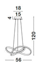 Technische Zeichnung der Amara LED Pendelleuchte Ø 56cm mit Abmessungen und Designbeschreibung.