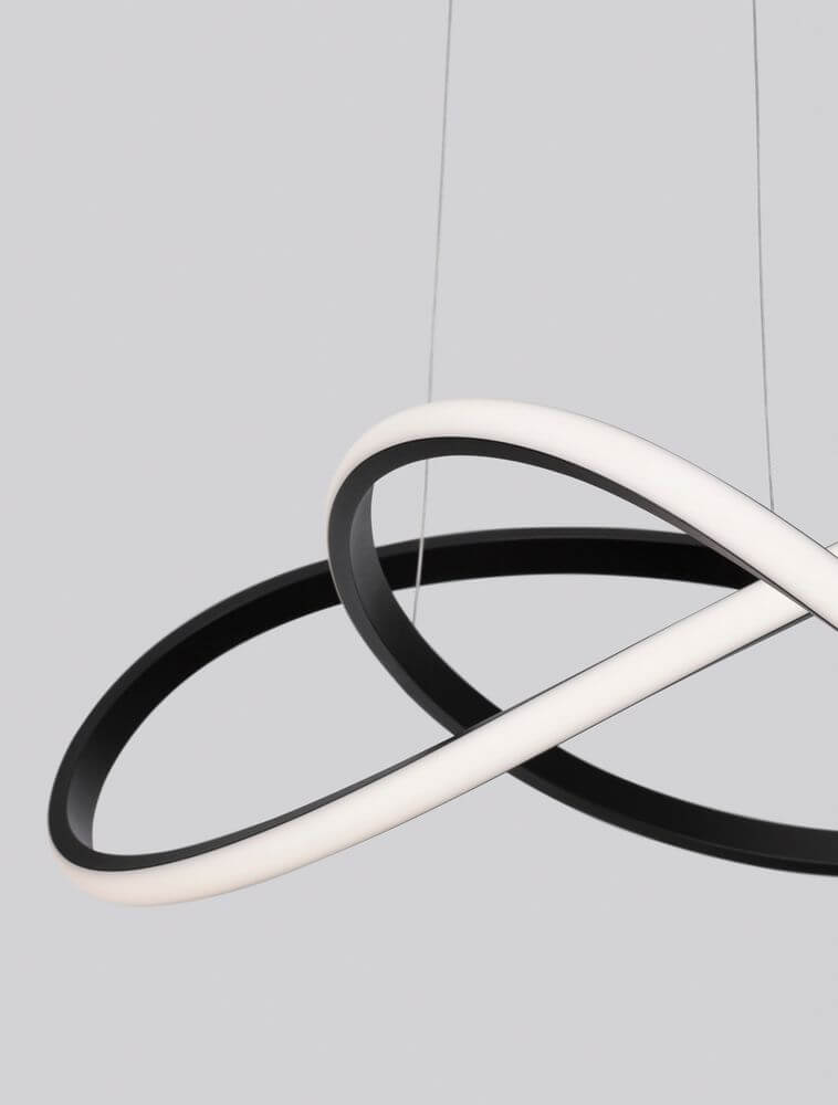 Amara LED Pendelleuchte Ø 56cm, moderne und stilvolle Lampe für Esszimmer und Büro, minimalistisch mit schwarzem Aluminium.