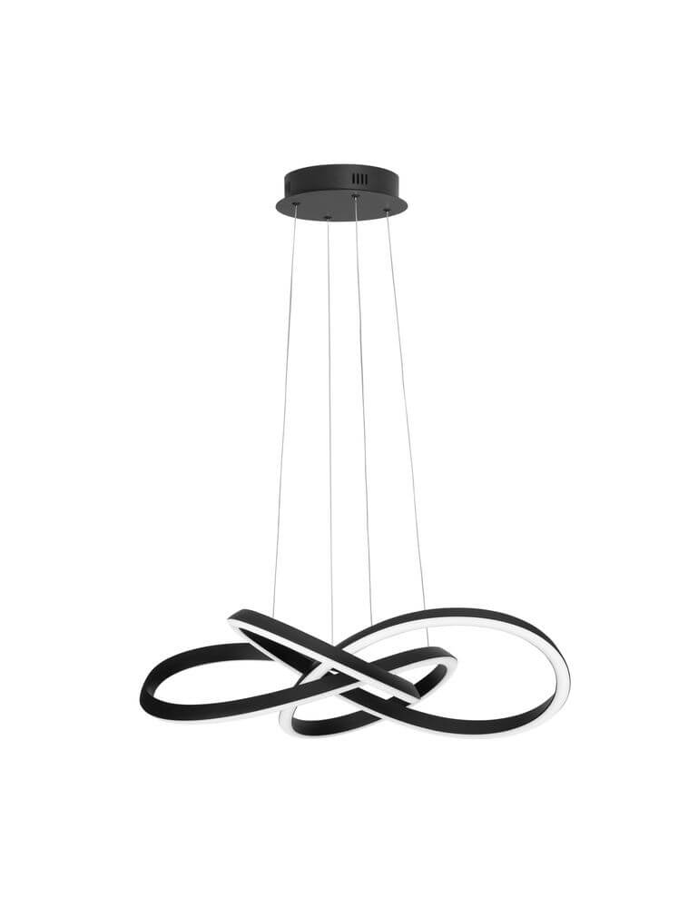 Amara LED Pendelleuchte Ø 68cm in elegantem Design mit modernen Linien und schwarz-weißem Farbkontrast.