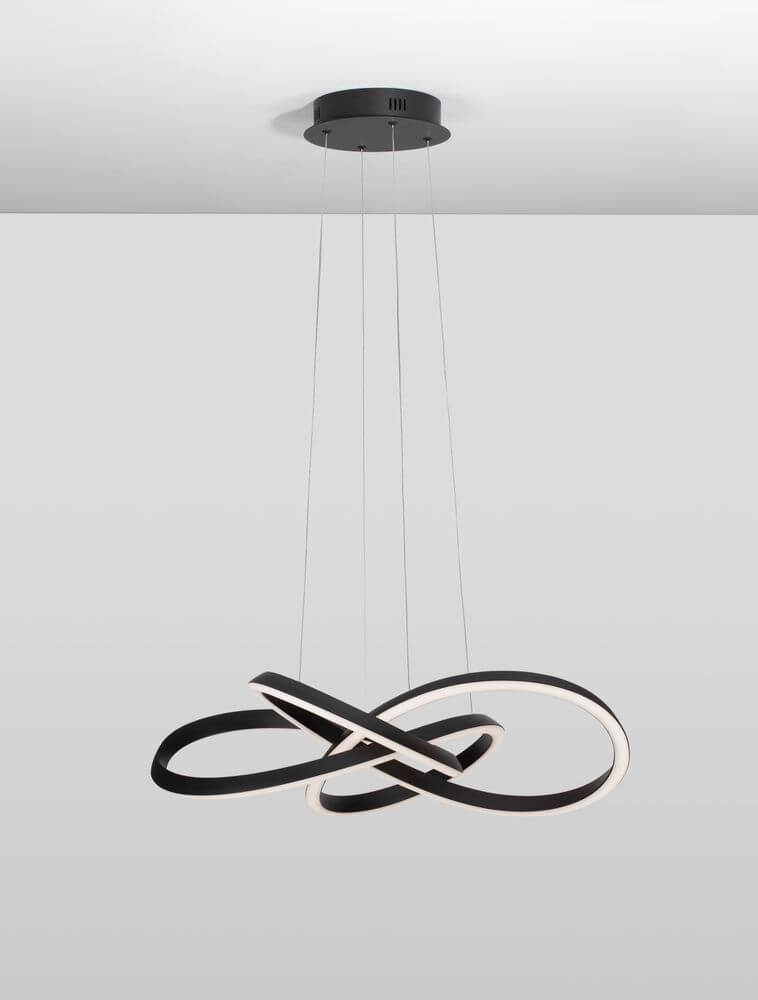 Amara LED Pendelleuchte Ø 68cm in elegantem Design mit geschwungenen Linien, ideal für moderne Wohnräume.