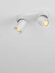 Moderne Amecy Deckenleuchte 2-flammig 22x6,5cm in Weiß mit zwei Spotlights.