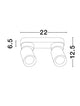 Technische Zeichnung der Amecy Deckenleuchte 2-flammig 22x6,5cm mit den Maßen 22x6,5cm und 12,5cm.