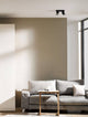 Amecy Deckenleuchte 2-flammig 22x6,5cm über einem grauen Sofa im modernen Wohnraum.