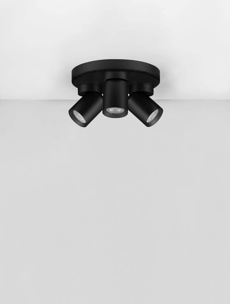 Amecy Deckenleuchte 3-flammig Ø 22cm in elegantem Schwarz, moderne Deckenlampe mit drei beweglichen Spots.