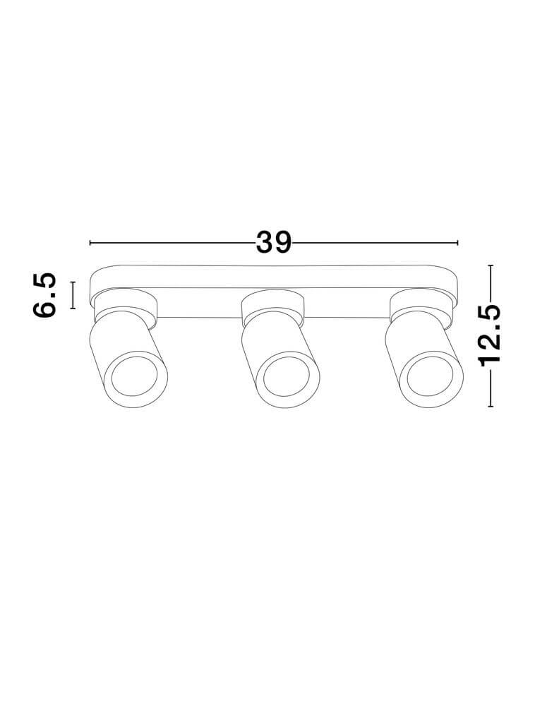 Amecy Deckenleuchte 3-flammig 39x6,5cm technische Zeichnung mit Maßen