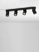 Amecy Deckenleuchte 4-flammig 60x6,5cm in modernem Design mit vier schwarzen Spotlights.