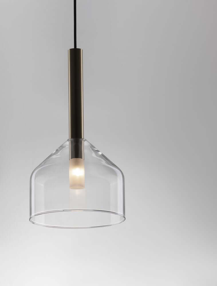 Amelia Pendelleuchte Ø 20cm mit transparentem Lampenschirm und elegantem Design von Nova Luce.