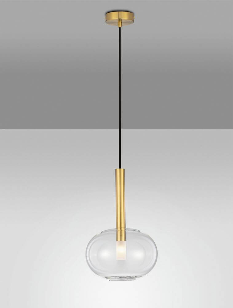 Amelia Pendelleuchte Ø 24cm - elegante Pendellampe mit Metallhalterung und Glasschirm von Nova Luce.