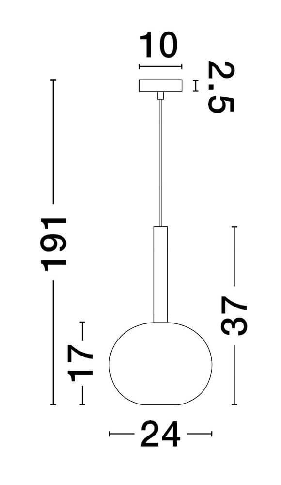 Amelia Pendelleuchte Ø 24cm technische Zeichnung mit Abmessungen für optimalen Einbau und Design