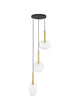 Amelia Pendelleuchte 3-flammig Ø 50cm mit abgehängten Glasschirmen in modernem Design.