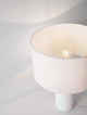 Ammos Tischleuchte E27 Ø 35cm – weiße Tischlampe mit Stoffschirm und sichtbarer Glühbirne, modernes Design, dekorative Beleuchtung