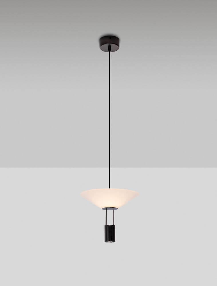 Anafi LED Pendelleuchte Ø 22cm indirekt in modernem Design, elegant aus Stahl und Glas gefertigt.