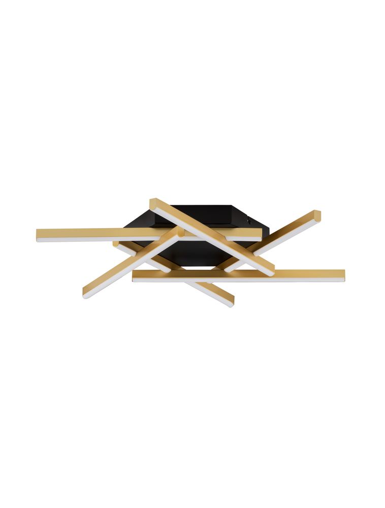 Antama LED Deckenleuchte 6-flammig, modernes Design mit Holz und Schwarz, Ø 60cm.