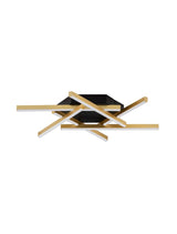 Antama LED Deckenleuchte 6-flammig, modernes Design mit Holz und Schwarz, Ø 60cm.