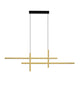 Antama LED Pendelleuchte 4-flammig in modernem Design mit schwarzem Baldachin und goldenen Leuchtstäben.