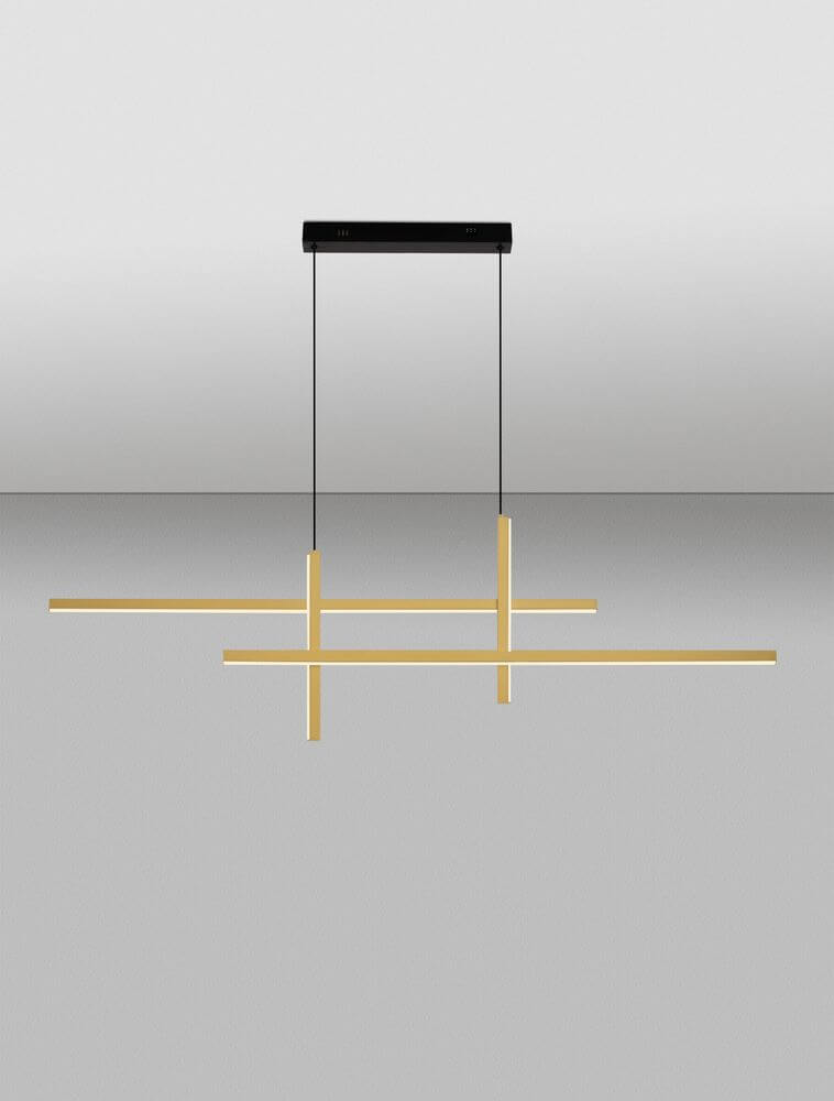 Antama LED Pendelleuchte 4-flammig in modernem Design mit goldenen Leuchtenarmen