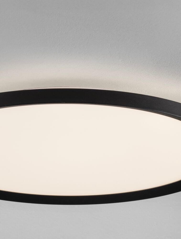 Aoton Deckenleuchte Ø 40cm Rund 3000K mit schwarzem Rahmen und dimmbarem Licht.
