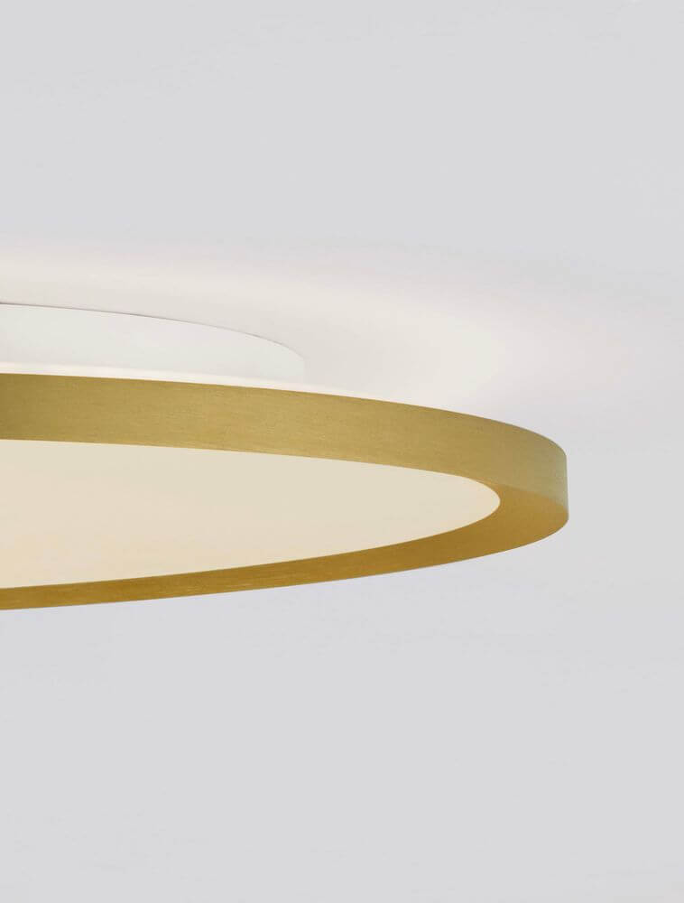 Aoton Deckenleuchte Ø 60cm rund mit goldener Umrandung und dimmbarem Licht in 3000K.