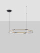 Apnea LED Pendelleuchte Hexagon Schwarz, Gold in modernem Design mit schwarzem Metall und goldfarbenen Glaselementen.