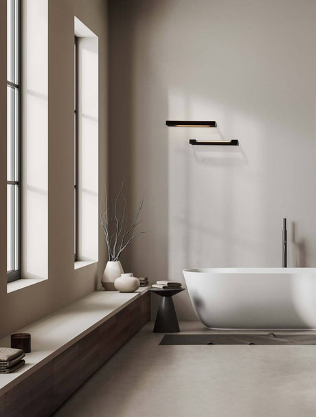 Arga LED Wandleuchte 45cm 3000K IP44 moderne schwarze Bad-Wandleuchte über der Badewanne