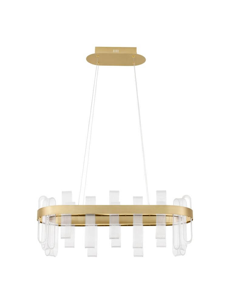 Argo LED Pendelleuchte 80cm in gold und transparentem Design, ideal für stilvolle Wohnräume.