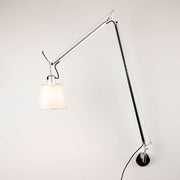 Artemide Tolomeo Basculante Parete Wandlampe Ø 18cm Pergament mit schwarzem Schalter und Kabel