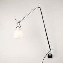 Artemide Tolomeo Basculante Parete Wandlampe Ø 18cm Pergament mit schwarzem Schalter und Kabel