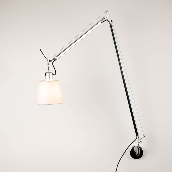 Artemide Tolomeo Basculante Parete Wandlampe Ø 18cm Pergament mit schwarzem Schalter und Kabel