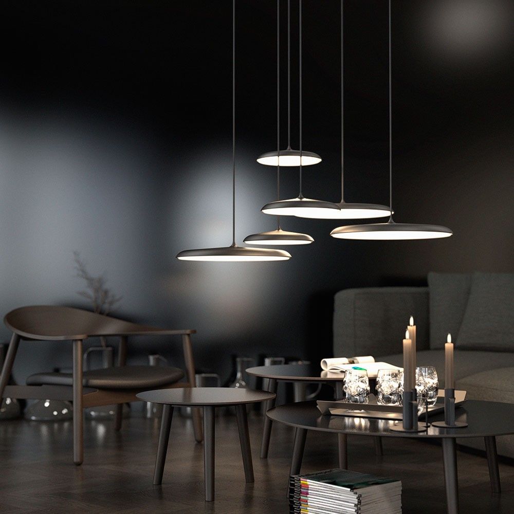 Artist 40 LED Pendellampe Ø 40cm Dimmbar 1460lm Schwarz in elegantem Wohnraum