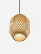 Asma Pendelleuchte Ø 20cm in Rattan mit schwarzem Baldachin, moderner Lampenstil für ethno-chic Akzente.