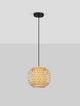 Asma Pendelleuchte Ø 25cm aus Rattan mit schwarzem Kabel, stilvolle Deckenbeleuchtung für moderne Räume.