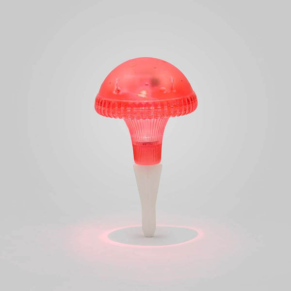 Assisi Pilz Solar LED Leuchte Rot in leuchtendem Rot, ideal für Dekoration im Garten und Außenbereich.