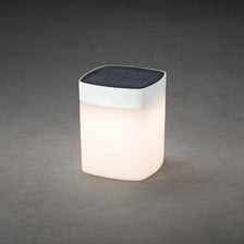 Assisi Solar LED Leuchte Weiß, opales Acrylglas im minimalistischem Design und eleganter Beleuchtung.