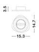 Atena LED Wandleuchte 3000K Weiß Maßzeichnung mit 3,5 cm Höhe und 15,3 cm Durchmesser.