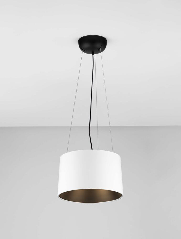 Atil LED Pendelleuchte 3000K, moderne weiße Pendelleuchte mit goldener Innenseite, ideal für Esszimmer und Wohnzimmer.