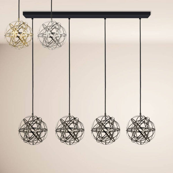 s.luce Atom LED Dining table pendant light 2 to 5 lights bar 120cm, modern pendant light with eye-catching design in black.
