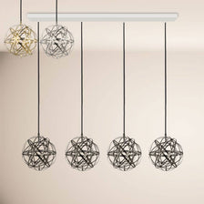 s.luce Atom LED Dining table pendant light 2 to 5 lights bar 120cm with decorative pendant lights in various colors.