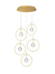 Atos LED Pendelleuchte Ø 52,5cm 5-flammig Gold 3000K mit goldfarbenem Design und eleganten Acryl-Lichtern.