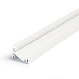 Aufbau-Eckprofil 30° 200cm Weiß aus Aluminium für LED-Strips, geeignet für professionelle Installationen.