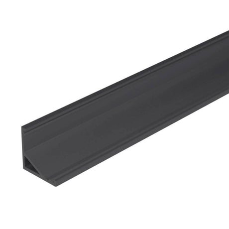 Overflademonteret hjørneprofil 30° & 60° 200cm sort uden dæksel - aluminiumsprofil til LED-Strip installation.