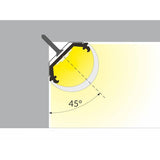 Diagramm des 45° Aufbau-Eckprofils für LED-Strips zur optimalen Wärmeableitung und Installation.
