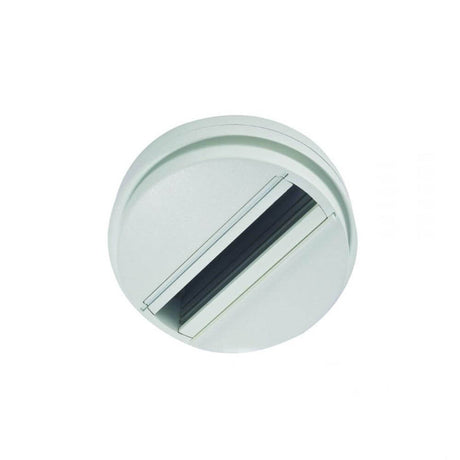 Aufbauadapter für 3-Phasen Schienenstrahler Weiß 1-Phase Ø 11cm von oben, geeignet für 230V Anschluss.